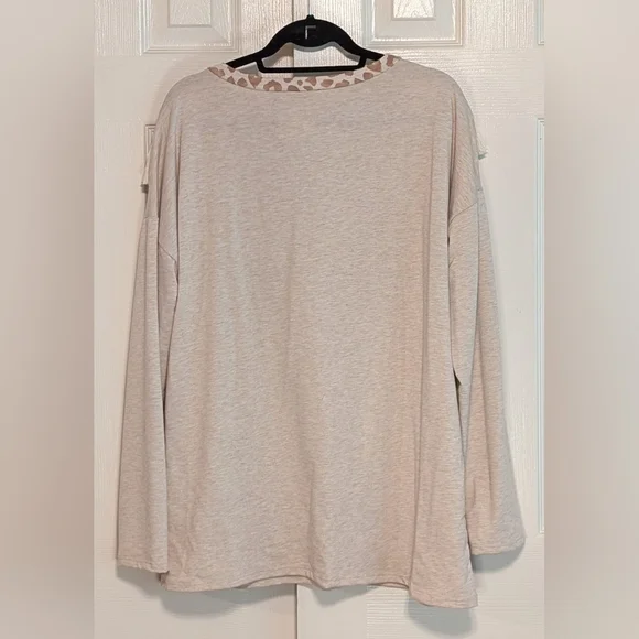 BiBi Stylish Beige Top with Fringe and Animal Print - Picture 3 of 5